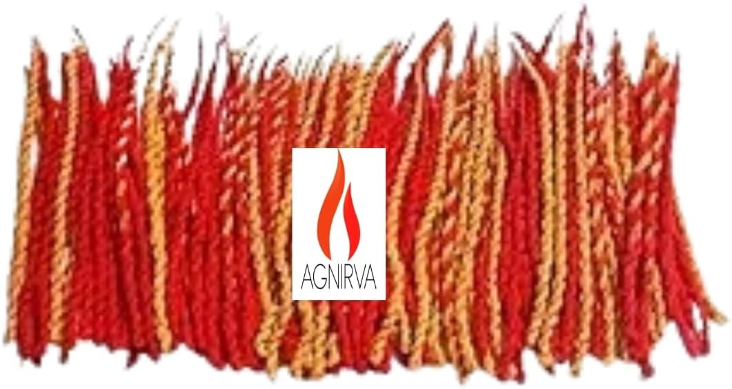 Agnirva Long Cotton Moli Dhaga Double Wicks Lambi Double Diya Batti Rui Batti for Pooja (Red Color, Pack of 100 Pcs) Vattalu, Deepam for puja