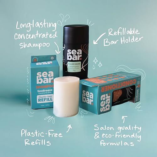Miniatura 2 de SeaBreeze - Juego de barra de champú y acondicionador, todo natural, vegano, sin sulfatos, ecológico, cero residuos, embalaje reutilizable con