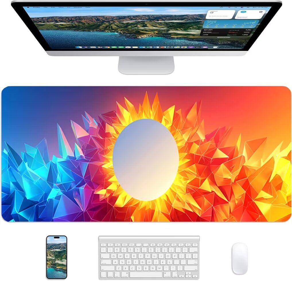 Wxuaixnn Giallo Tappetino Mouse Gaming XXL 160x80cm Tappetino Scrivania, Impermeabile Tappeto Mouse con Base in Gomma Antiscivolo, Non-Slip Rubber Base, Blu Mousepad XXL per Gamer e Ufficio -9832