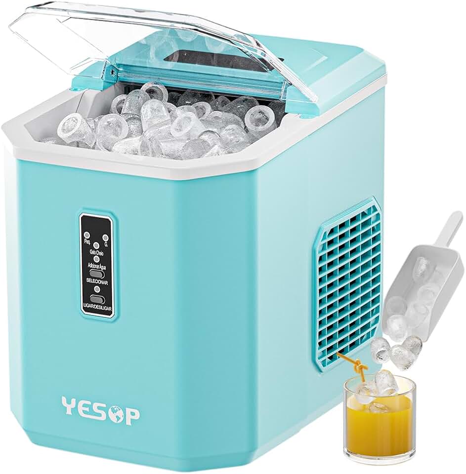 YESOP Máquinas De Gelo Inox Ice Compact 12kg Cor Azul Tiffany 127v Cozinha, Bar, Caravana, Ao Ar Livre