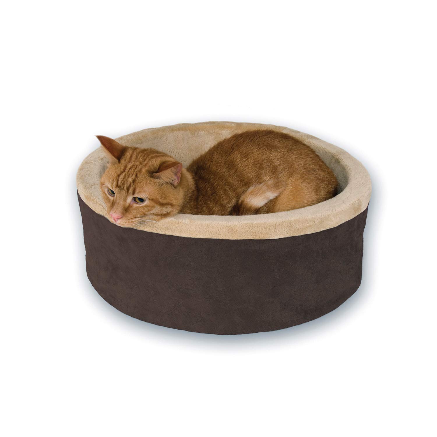 Amazon Com K H Pet Products Thermo Kitty Heated Cat Bed Small 16 Inches Mocha Tan Pet Beds Pet Supplies