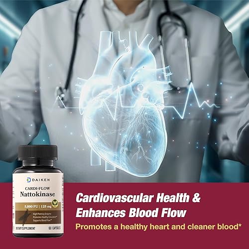 Miniatura 2 de DAIKEN Nattokinase 5,000 FU, suplemento de nattoquinasa de alta potencia, sin OMG y vegano, probado en laboratorio, 60 cápsulas