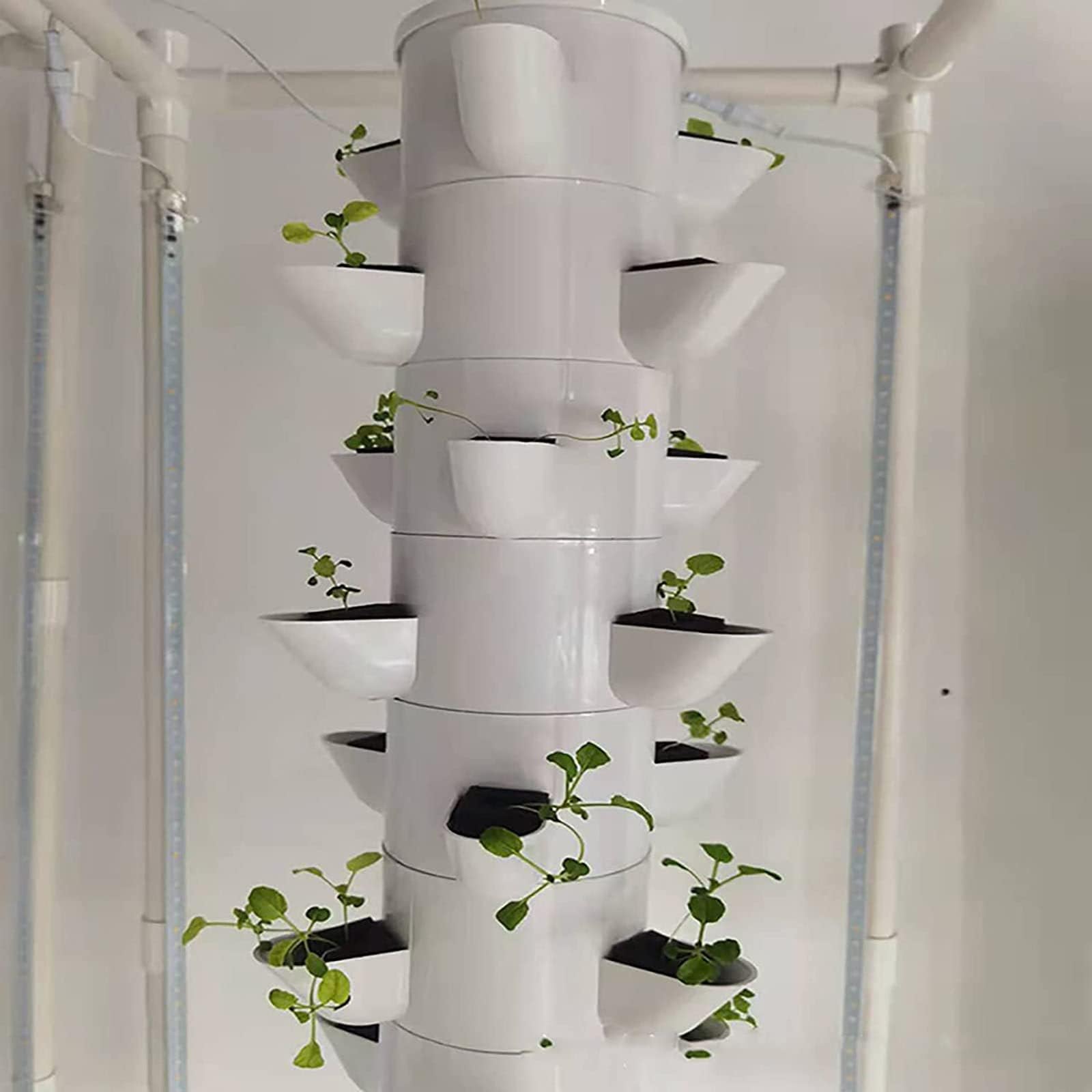 Hydroponisches Anzuchtset, 45 Pflanzen Indoor-Vertikalturm-Gartenset, Indoor-Grow-Tower, Selbstbewässerungs-Anzuchtset mit Befeuchtungspumpe, für Kräuter, Obst und Gemüse