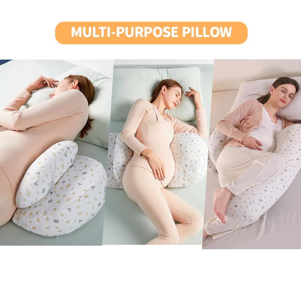 Schwangerschaftskissen Einstellbar Memory Foam für Bauch Rücken Seitenschläfer Weiß