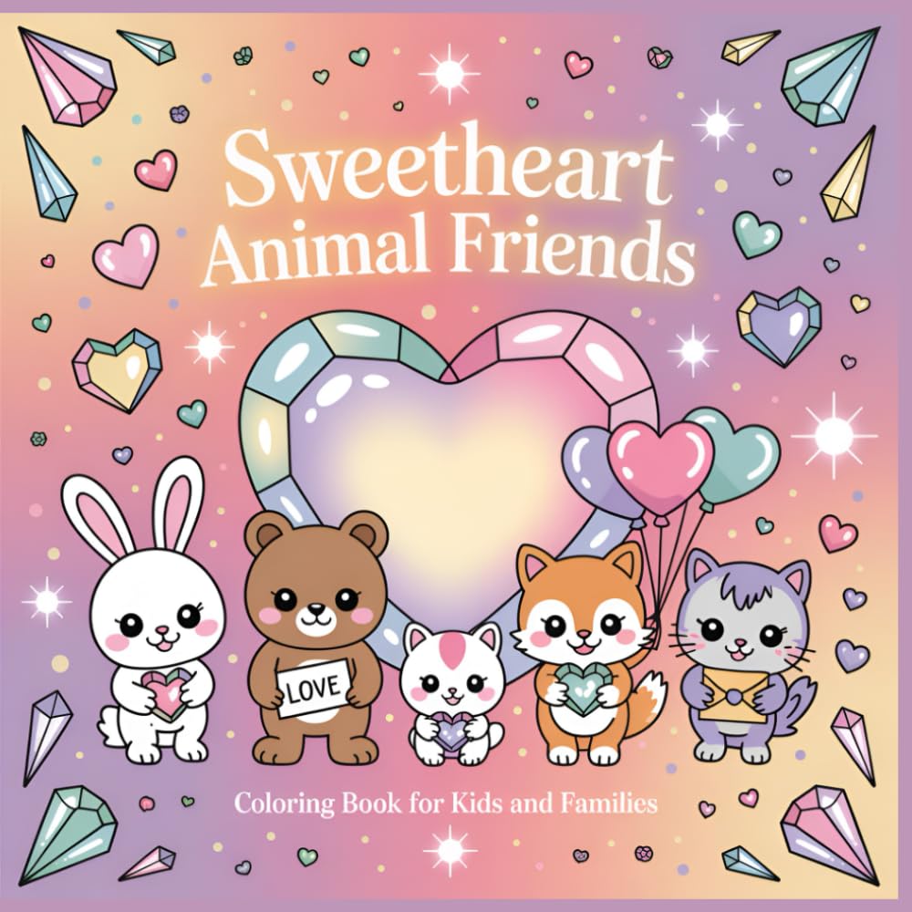 Sweetheart Animal Friends Coloring Book: Cute Valentine Animals with Hearts and Gifts for Kids, Teens, and Adults (Sweet Valentine Animal Adventures – Coloring Collection)