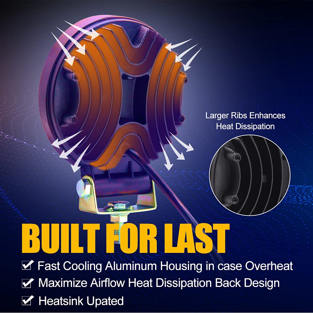 Biqing 2x 96W Faretti LED Off Road con anello Halo Amber Angel Eyes,4" Faro da Lavoro 12V 24V Fari Led Auto Barra LED Fuoristrada Luci Antinebbia Fari Supplementari per Off Road Moto 4WD SUV ATV UTV