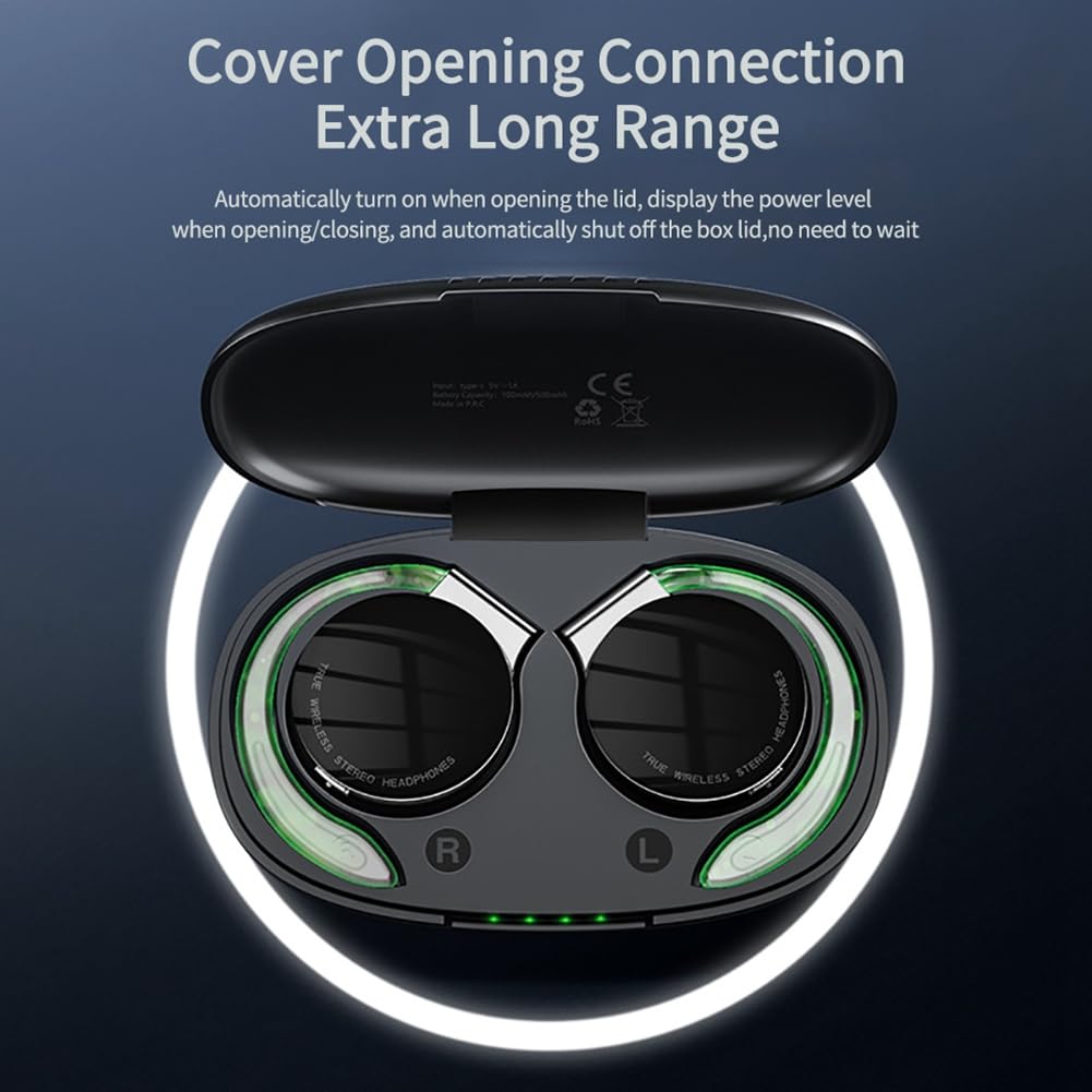 F2 Auriculares InaláMbricos Bluetooth Auriculares Deportivos Supraaurales Auriculares Parlantes con CancelacióN de Ruido Auriculares EstéReo para MúSica-Negro