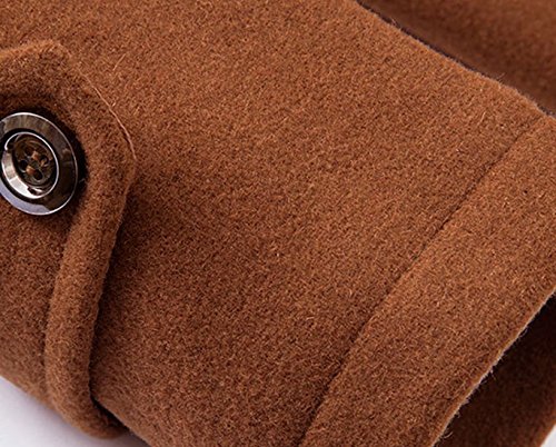 Image of chouyatou Men's Stand Collar Wool-Blend Classic Pea Coat with Removable Inner Collar