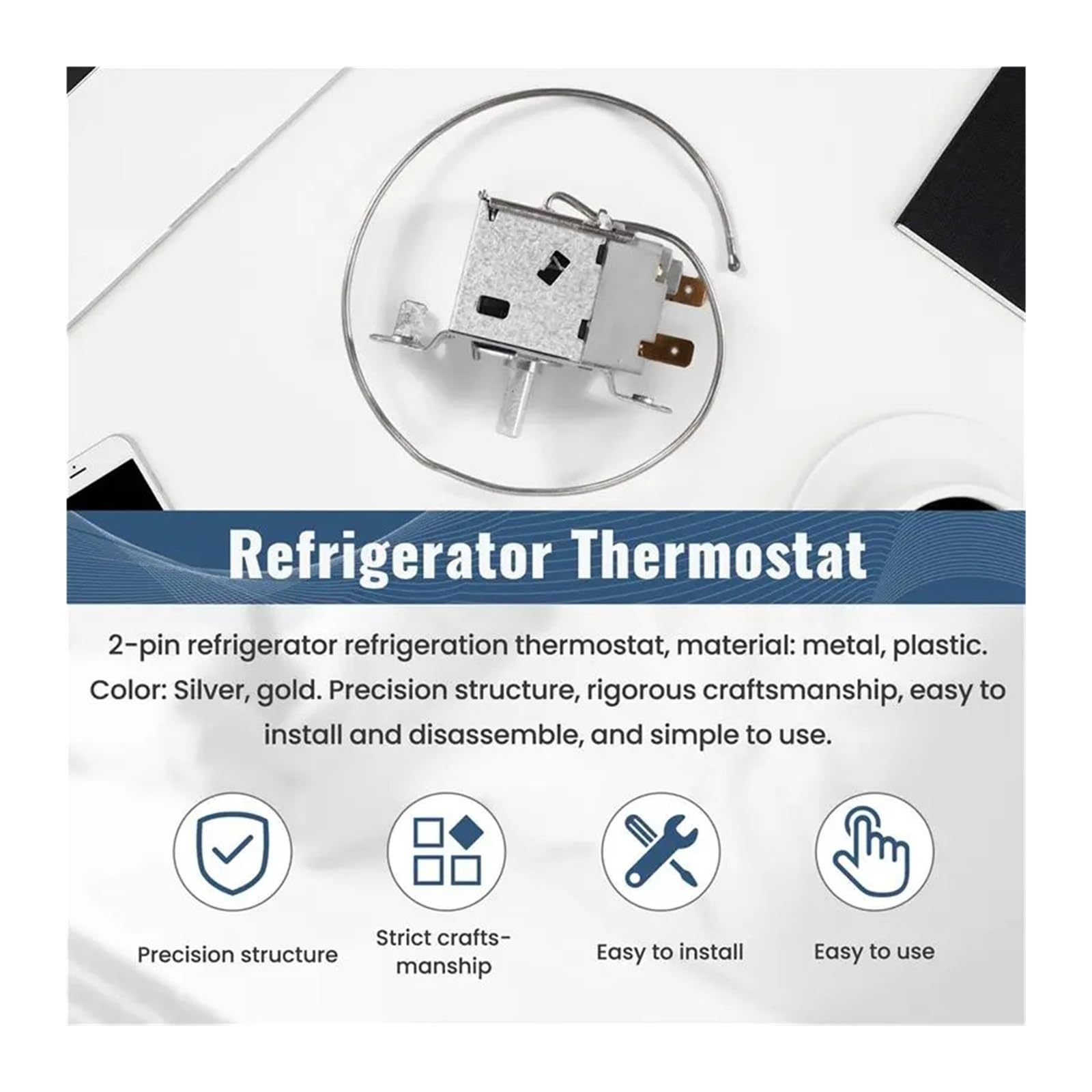 Zweipoliger 30-cm-Kühlschrank, Passend for A23F-WPF22A, Mechanisches Kühlthermostat, Ersatz-Einstellkomponente