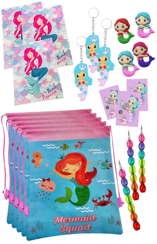 Le Delite Mermaid Theme Party Return Gifts for Kids Girls/Combo Pack of 5 Items I Princess Fish Carry Bag,Diary with School Stationary Pencil, Eraser & Keychain (Mermaid Full Combo (5 Piece)) (B0BFGXMTK7) Amazon Price History, Amazon Price Tracker