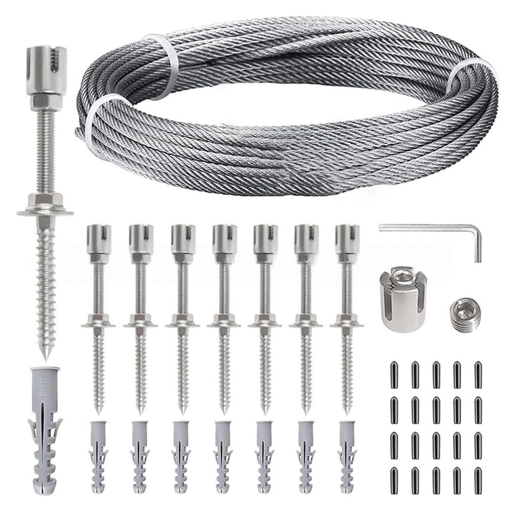 Flessibile 304 per graticcio in filo di acciaio inossidabile per pareti esterne, telaio antiruggine per piante rampicanti con design a flusso d'aria, kit di cavi da giardino fai da te, 16 m
