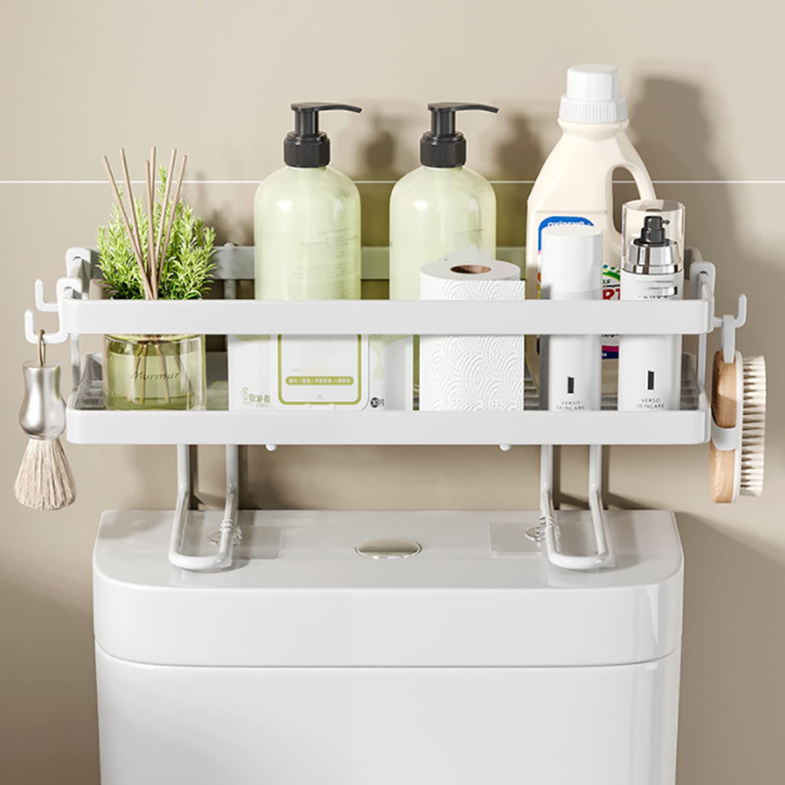 Étagère de rangement de toilette HOTORI contre le désordre des serviettes et shampooings de WC