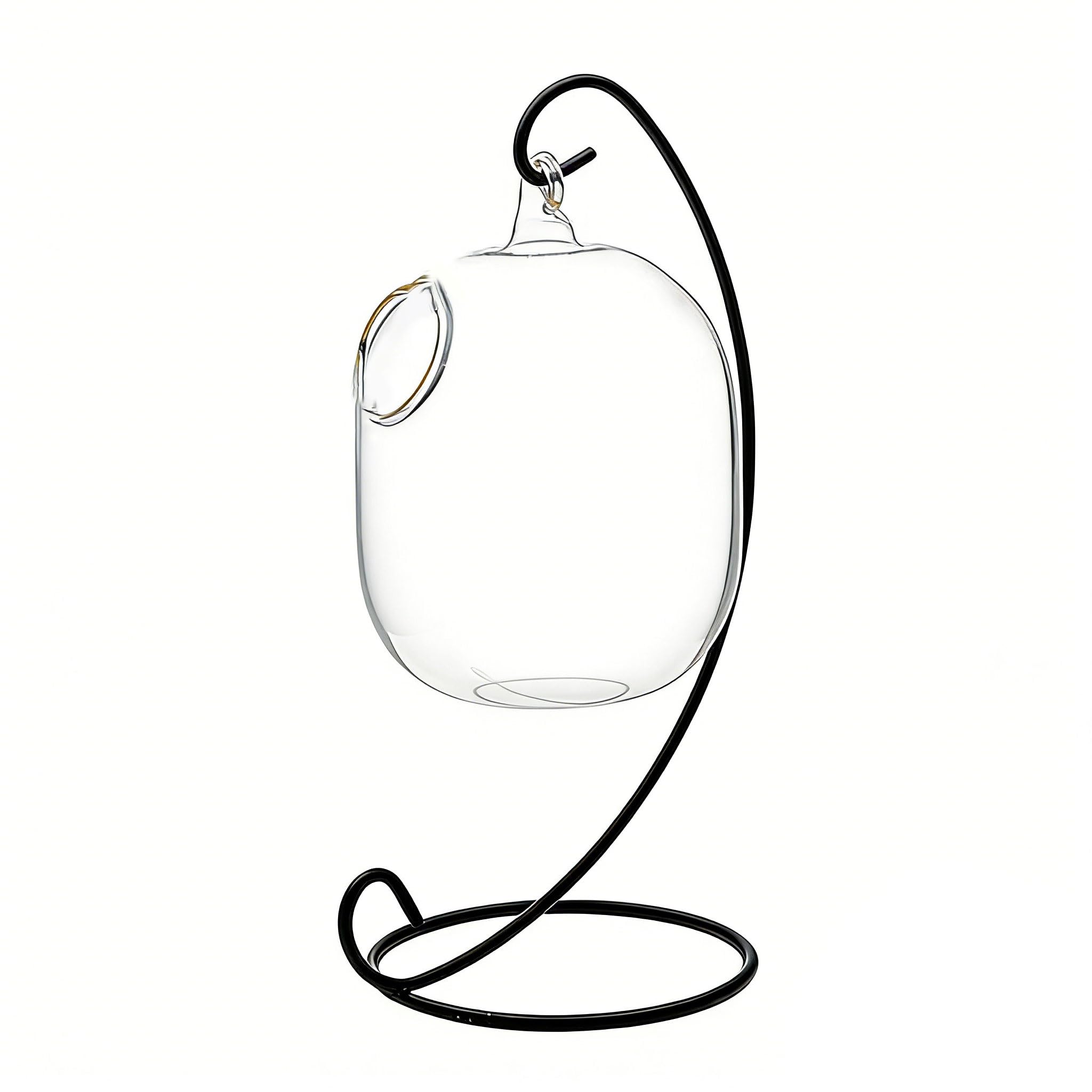 Qusinfc Practical Suspended Ball Shaped Cocktail Glass with Metal Holder Beverage Container Great for Home Use Hanging Drink Owner
