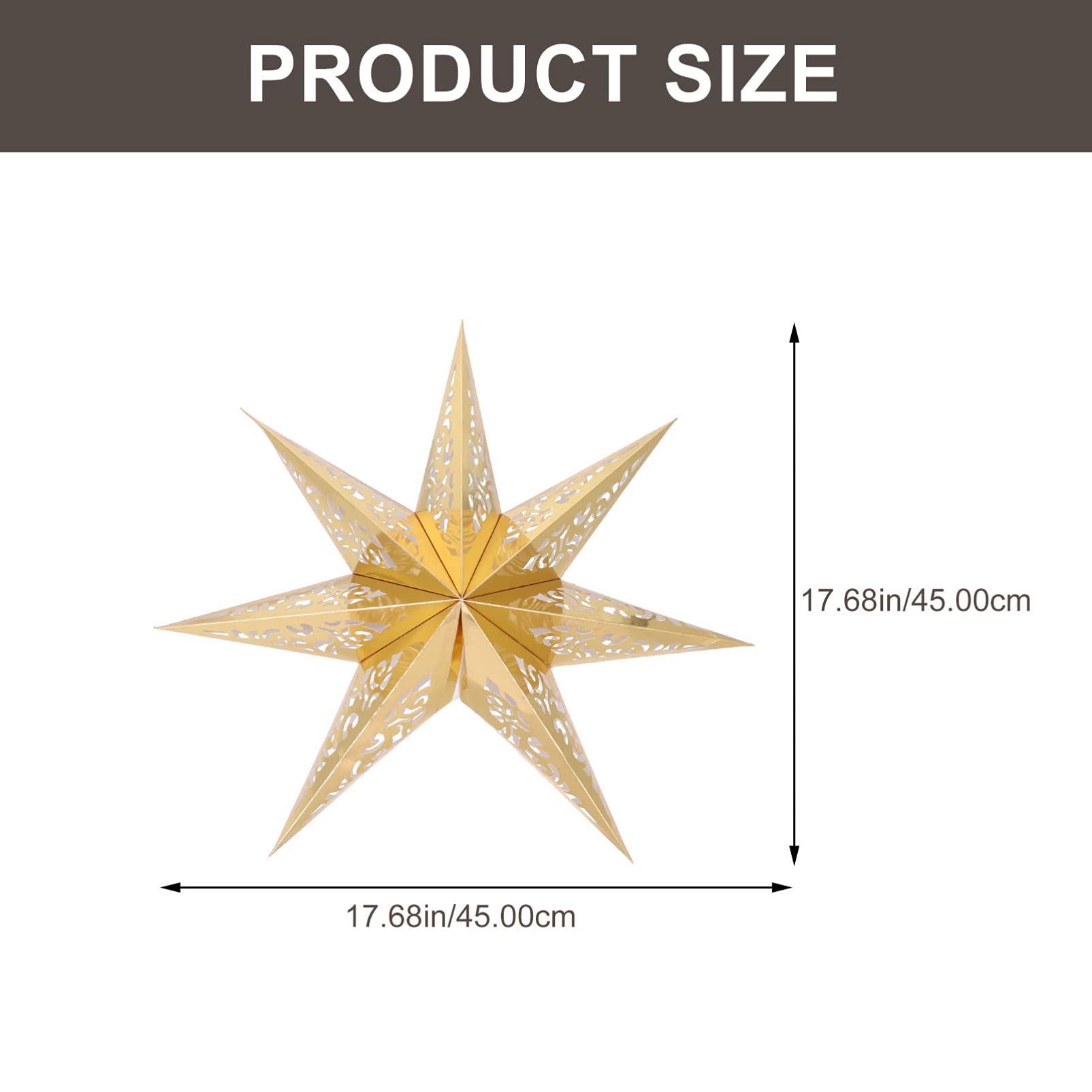 Uonlytech Gold Paper Star Lampshade, Christmas Hollow Star Lamp Shade Stars Origami Lanterns Light Cover for Christmas Wedding Party Decorations (2pc)