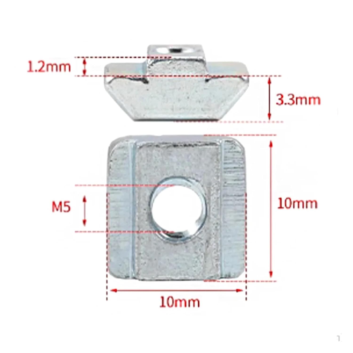 100pcs/lot EU20-M5 Slot Standard Hammer Drop-in T-Nuts Rail Slide Nut Fasten Connector for Aluminum Extrusion(Slider Nut)