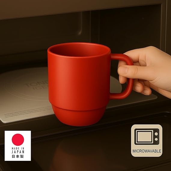 JapanBargain, Japanese Plastic Mug 1 Pack 12oz BPA-Free Non-Toxic Unbreakable Camping Coffee Tea Milk Juice Water Mug Made in Japan Dishwasher & Microwave Safe, Red