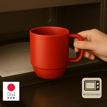 JapanBargain, Japanese Plastic Mug 1 Pack 12oz BPA-Free Non-Toxic Unbreakable Camping Coffee Tea Milk Juice Water Mug Made in Japan Dishwasher & Microwave Safe, Red