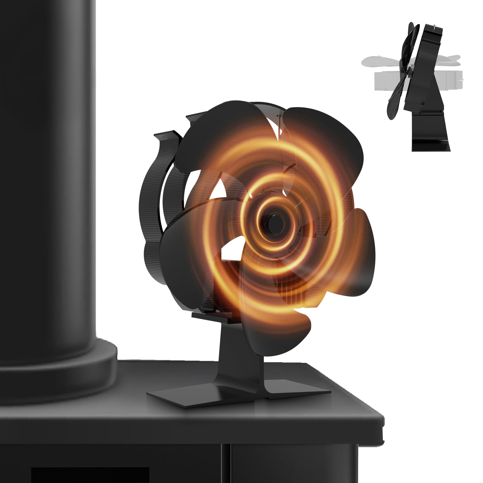 MERTTURM Log Burner Stove Fan, 5-Blade Heat Powered Wood Burner Fire Fan