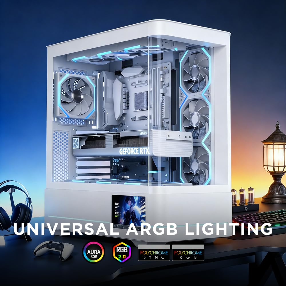TZMRIT Build Blocks UNI FAN - Ventilateur ARGB - Design Daisy Chain - Connexion par câble - Ventilateur de boîtier PC RVB 120 mm - Blanc