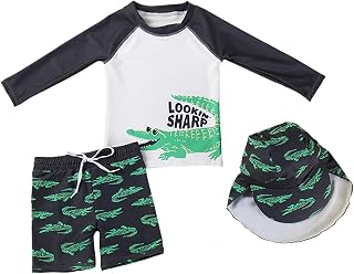 Traje de baño de tres piezas para bebé y bebé, manga larga, diseño de dibujos animados, traje de baño lindo para niños pequeños, estudiantes, bañadores de bebé