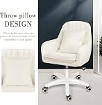 Chaise de bureau, chaise de bureau réglable, 360° Chaise d'ordinateur pivotante pour le travail à domicile, maquillage, jeu, avec oreiller et coussin de siège épais, Beige