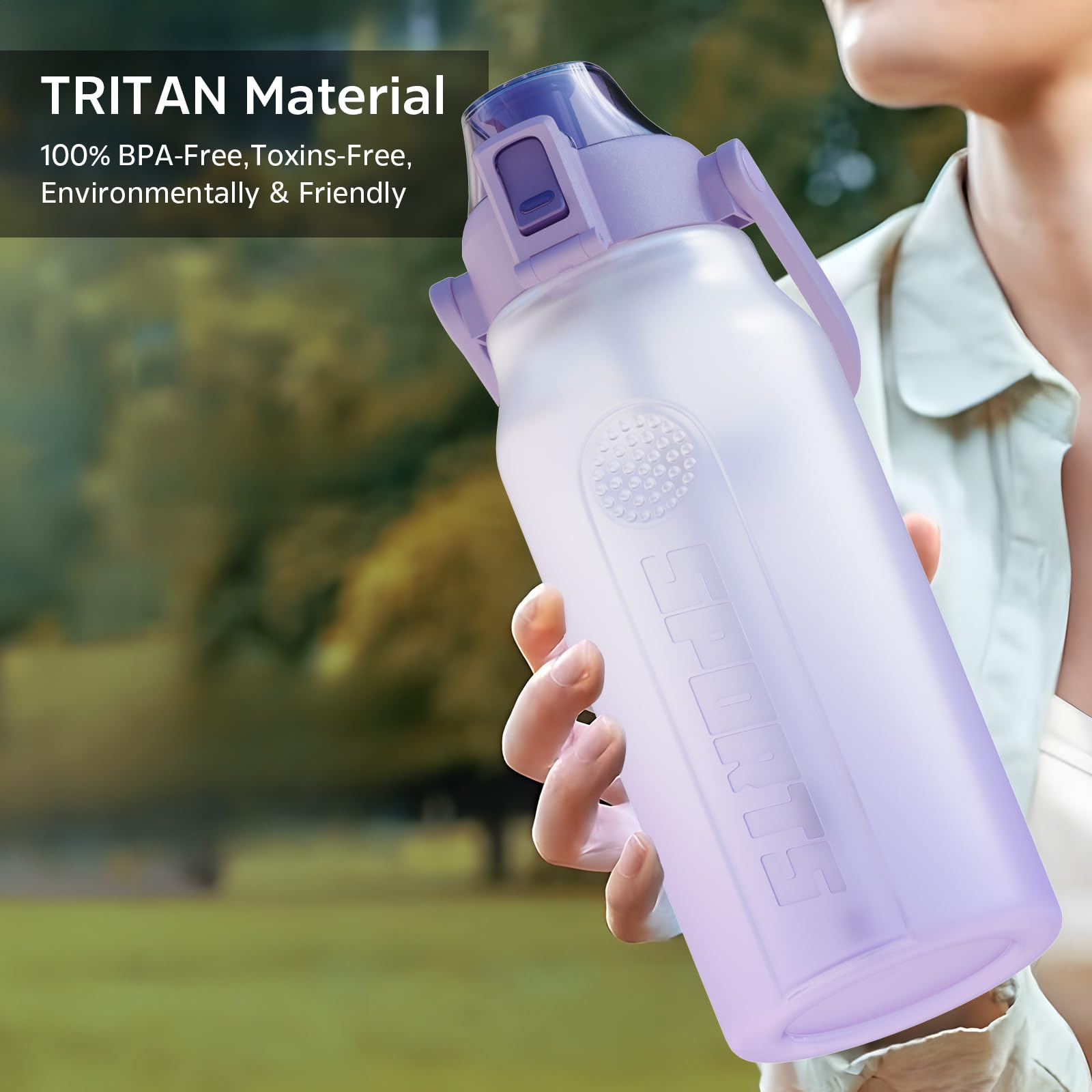 Free Breath Borraccia 2l, borraccia sportiva, [Tritan senza BPA] borraccia sportiva a tenuta stagna, borraccia sportiva per bicicletta, campeggio, yoga, palestra, bambini(Rosa)