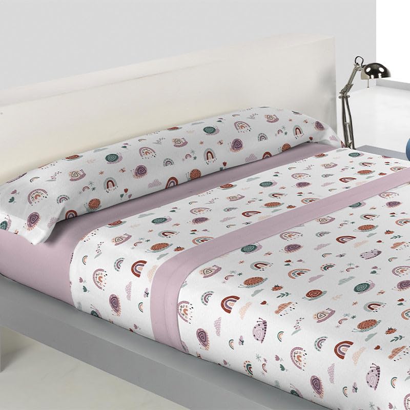 Rufino Díaz Juego Sábanas 3 Piezas Invierno Coralina Snail - Rosa, 90 cm