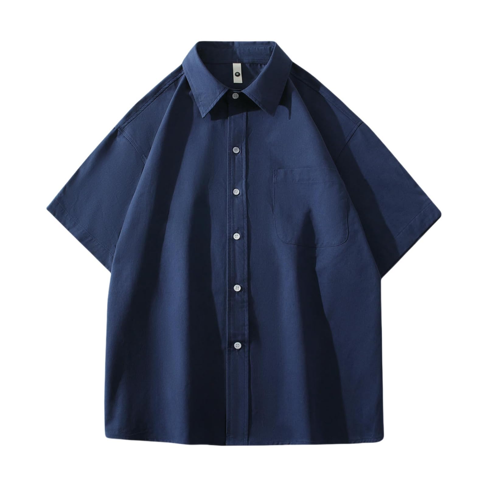 Chemise décontractée à manches courtes en coton de couleur unie pour homme