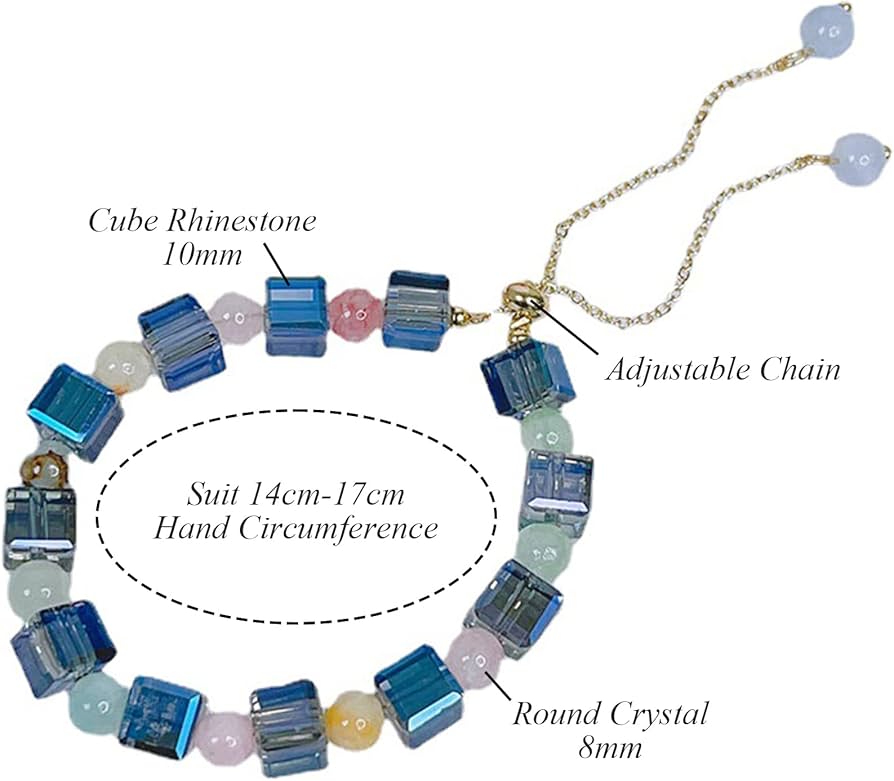 Amazon.co.jp: 風水クリスタル ブレスレット 10mm キューブ ビーズ