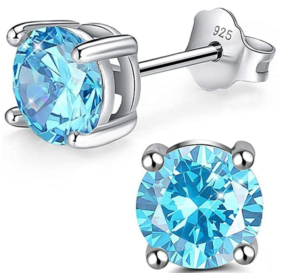 1 Pair Adabele Authentic Sterling Silver Birthstone Stud Earrings 4mm/0.25 Carat Tiny Cubic Zirconia Imitation Diamond Gemstone Hypoallergenic Nickel