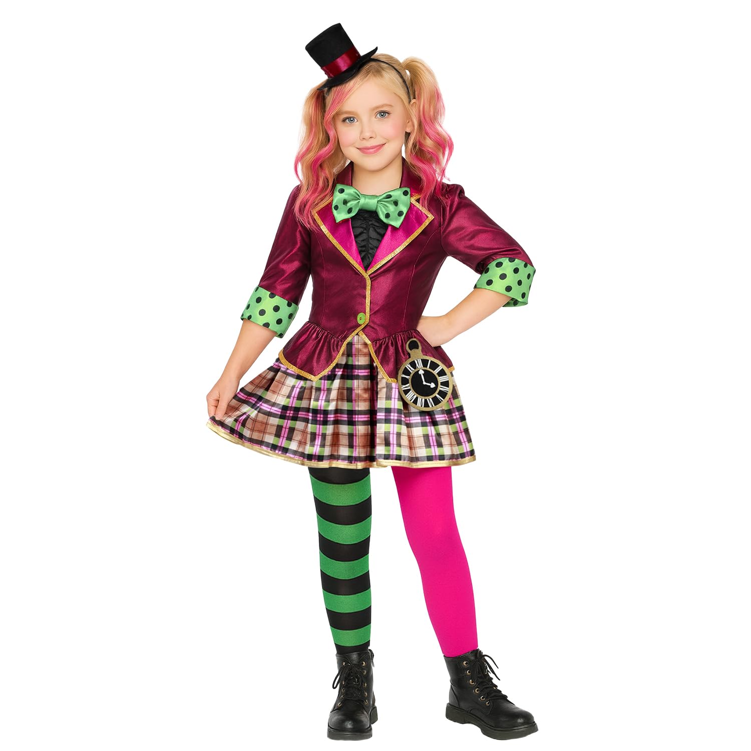 Riethmüller Children's Costume Miss Hatter – Carnival Costume & Fancy Dress Costume for Girls from 8-10 Years – Fancy Dress & Children's Costume