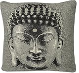 Urban Loft by Westex Buddha Face Feather Filled Cushion, 20' x 20', Black