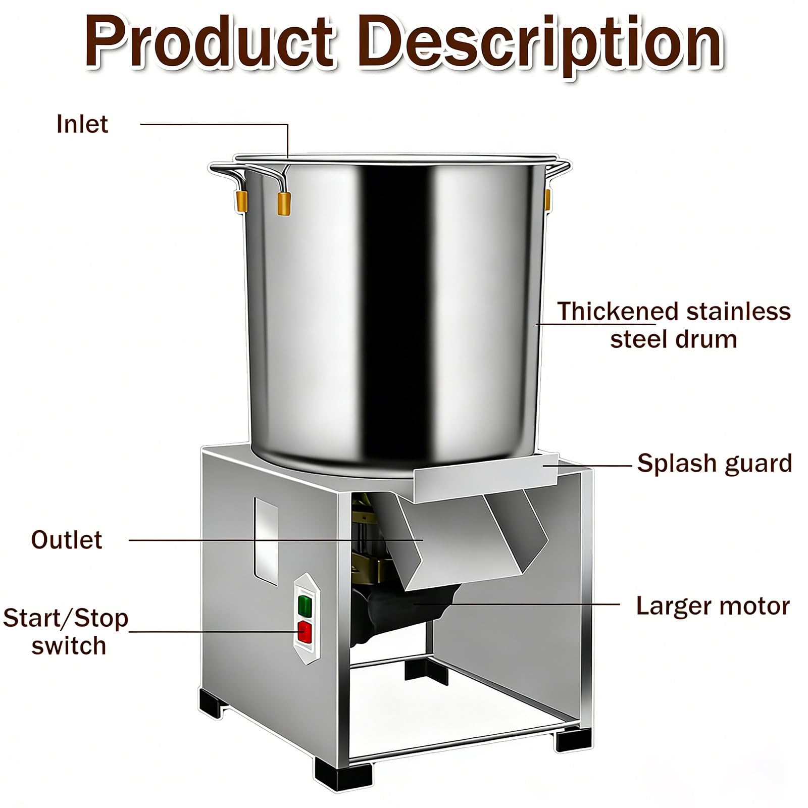 Picadora de pienso/Verduras Comercial con 3500 RPM y 4 Cuchillas para procesar pienso para Pollos y Patos, Incluye Pala de Madera 110V-1500W