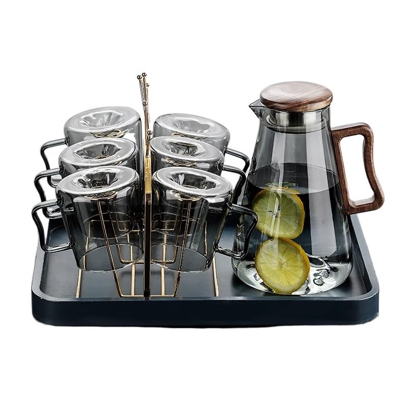 Carafe en verre résistant et son ensemble de tasses pour eau et thé