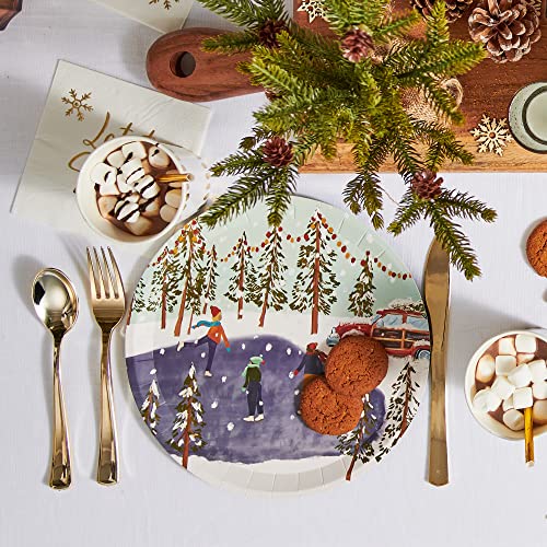 Coterie Winter Wonderland Paper Plates For Christmas Party, Holiday Party, Winter Party, Kids Birthday Set Of 10 | 9.25" Dinner Paper Plates #TOP5