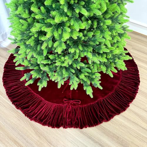 Starry Dynamo SD-JQ23-VEL-D60-RD 60-Inch Ruffled Velvet Christmas Tree Skirt thumb #5