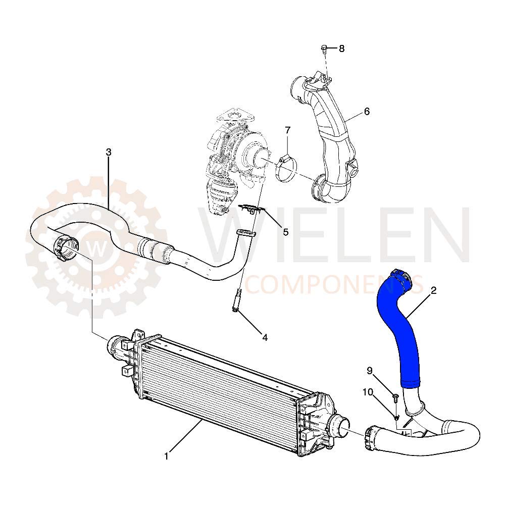 MANICOTTO INTERCOOLER COMPATIBILE CON TUBO TURBO ARIA OPEL MOKKA/MOKKA X 1.7 CDTI CHEVROLET TRAX 1.7 95194143