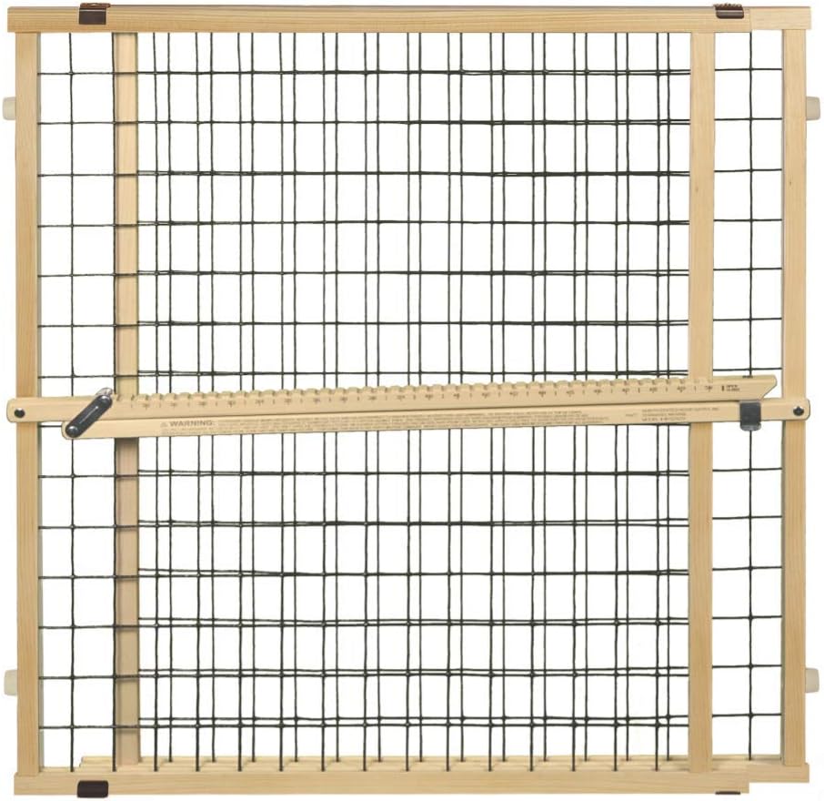 MYPET North States Wire Mesh Dog Gate: 29.5-50" Wide. Pressure Mount. No tools needed. Dog Gate 31" Tall, Expandable, Durable Dog Gates for Doorways, Sustainable Hardwood