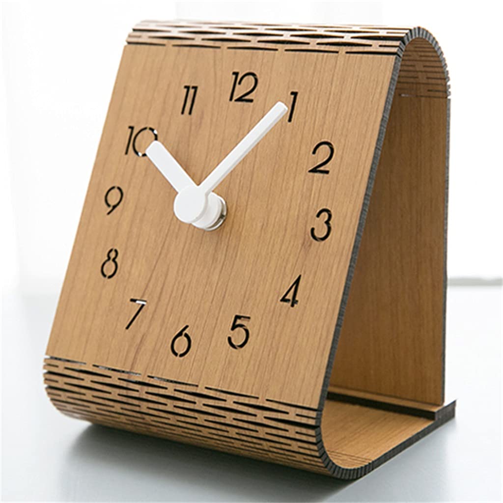 HRWLY Table Clock Solid Wood Desktop Decoration Desk Bedroom Silent Household Ornaments(3-pack)