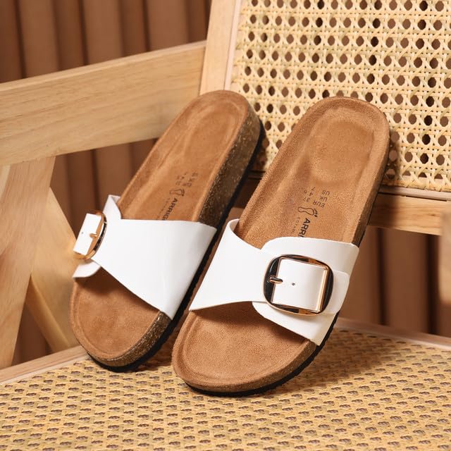 ARRIGO BELLO Sandales Femme Été Mules Boucle Réglable Chaussons Antidérapants Décontractés Plates Liège Chaussure Piscine Plage Pantoufles Taille 36-41