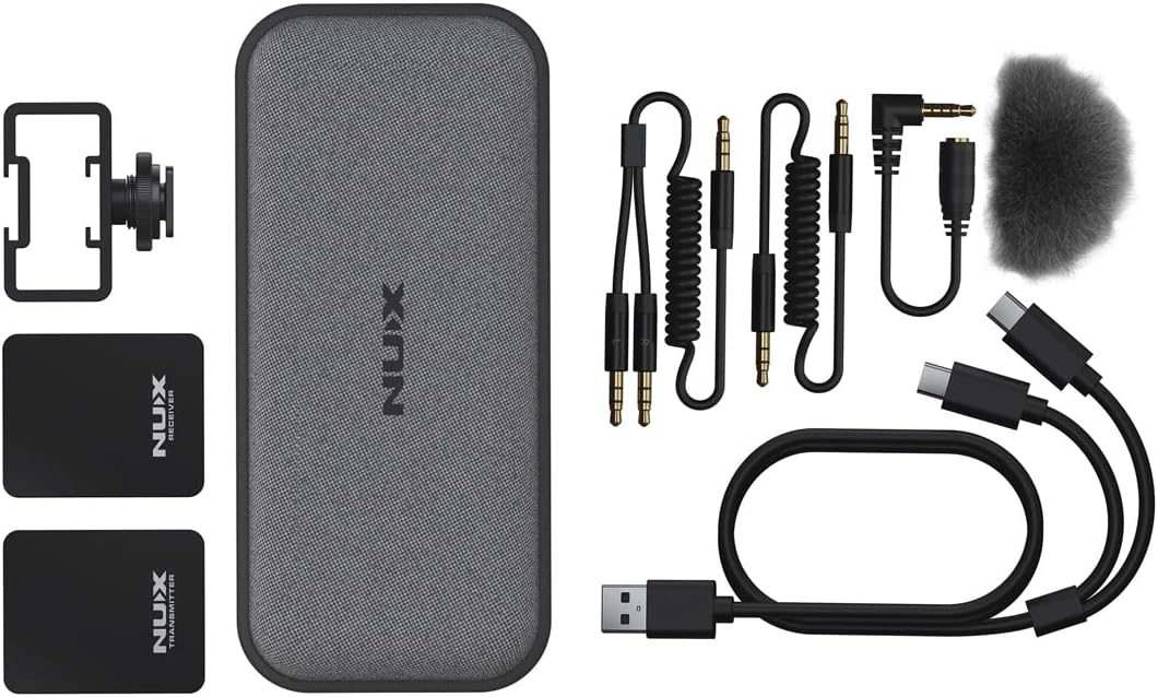 NUX B-10 Vlog Camera Wireless Microphone System, Wireless Lavalier Lapel Microphone System for Vlog Shooting, Live broadcasts