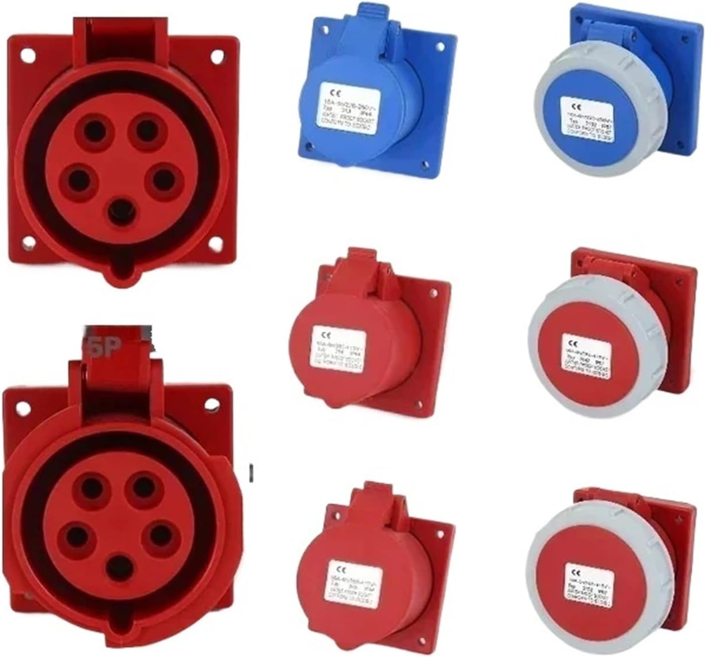 1/5/20Pcs 16A/32A Industrial Plug&Socket 3P/4P/5Pin Electrical Connector IP67 Waterproof Electrical Connection Wall Mount Socket(16A Panel Mounted,1 PCS-3P IP44)