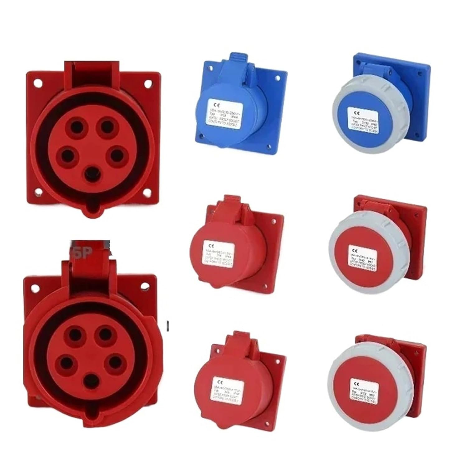 1/5/20Pcs 16A/32A Industrial Plug&Socket 3P/4P/5Pin Electrical Connector IP67 Waterproof Electrical Connection Wall Mount Socket(16A Panel Mounted,1 PCS-4P IP44)