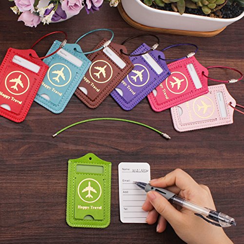 Walnew Luggage Tag- Initial Bag Tag With Stainless Steel Loop Suitcase Label 2 Pieces Set (Purple, 2 Piece) #TOP5