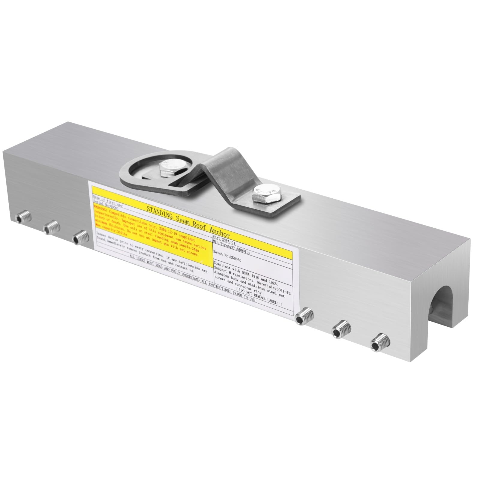 SANDALIM Fall Protection Standing Seam Roof Anchor Clamp, Permanent Roof Anchor-Metal Aluminum, Safety Anchor System for Roof Climbing, Work, OSHA/