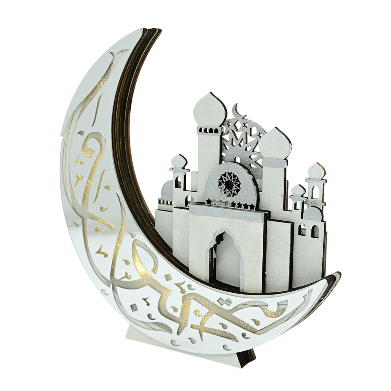 Veilleuse Ramadan en bois sculpté pour illuminer votre table de fête et salon Mubarak Kareem