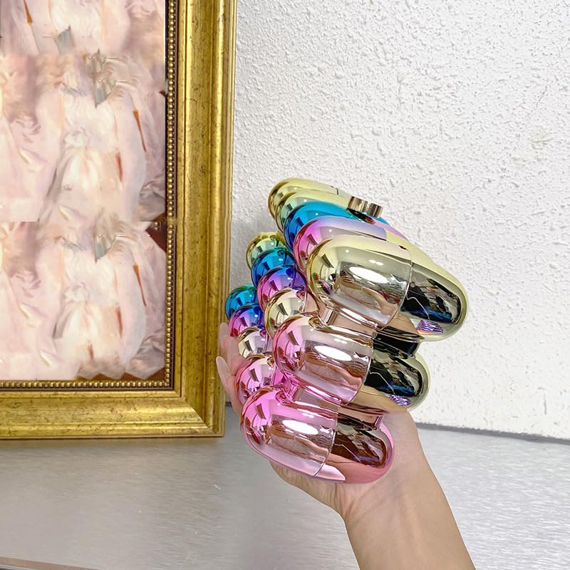 Women Bubble Acrylic Evening Clutch Bag Luxury Shinny Glitter Metallic Color Chic Crossbody Purse Wedding Prom Handbag4