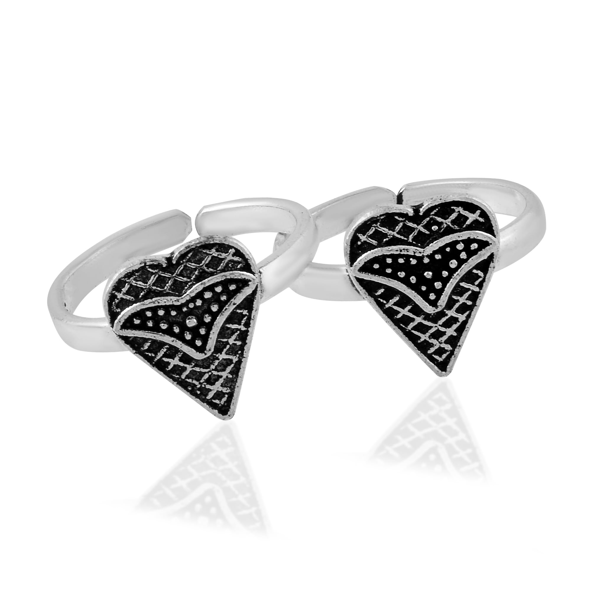 Oxidised Silver Heart Shape Traditional Ethnic Toe Rings | Women's Antique Toe | Silver Bichiya For Women and Girls | Pure Chandi Bichiya | 10+ Adjustable-image-28