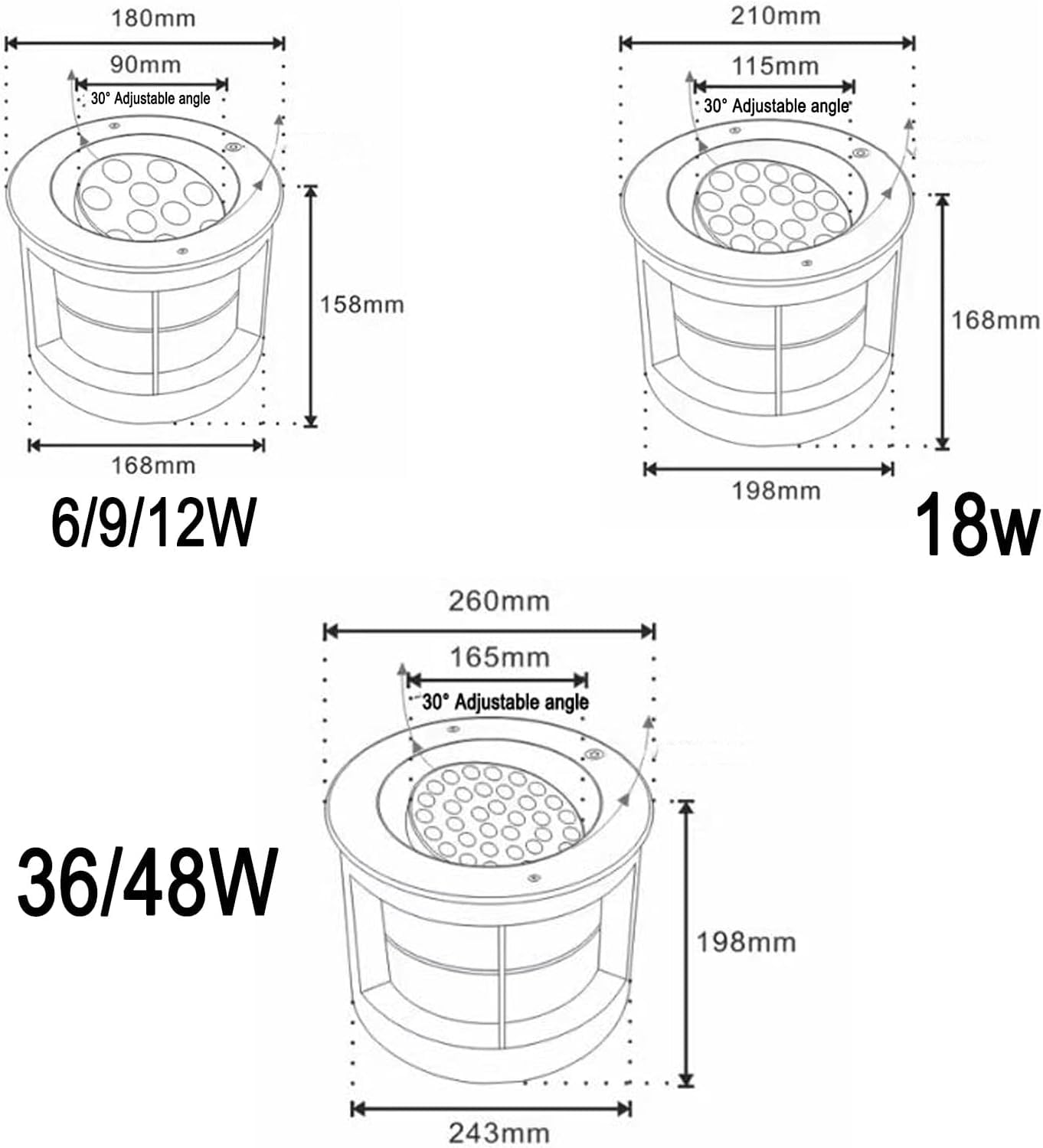 DARZYS Buried Light, Ground Lights Outdoor, Adjustable Angle Garden Courtyard Decorative Floor Lamp, Waterproof Round Recessed Polarized Spotlight(Green,18W)