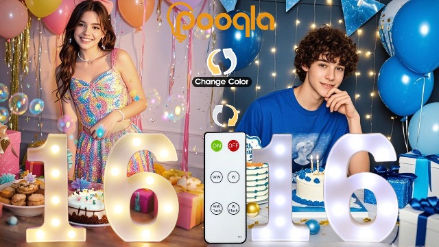 Image of Pooqla LED Light Up Numbers, Marquee Number with Remote for 2nd Birthday Decoration, Lighted Numbers Gift for Boys Girls Party Backdrop Wedding Anniversary Decor, Warm White and Cool White Number 2